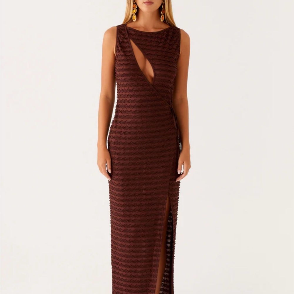 Peppermayo Deep Brown tie Dress